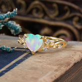Romantic Heart Shape Nature-Inspired Opal Engagement Ring